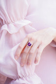 Purple Gold Ring, Purple Cocktail Ring, Purple Crystal Adjustable Ring, Amethyst Crystal Ring, Gift For Her, Amethyst Silver Adjustable Ring