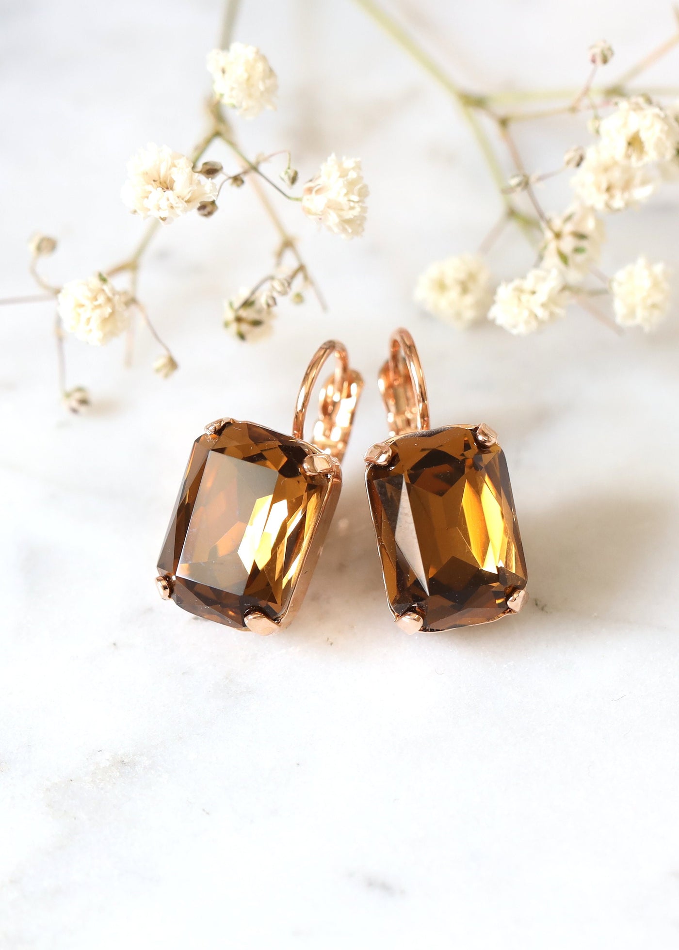 Brown Drop Earrings, Brown Crystal Earrings, Earrings, Topaz Crystal Earrings, Gift For Her, Bridesmaids Earrings, Chocolate Gold Earring