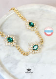 Emerald Green Choker Necklace, Bridal Emerald Necklace, Statement Choker Necklace, Bridal Statement Necklace, Crystal Choker Gold Necklace