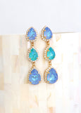 Blue Ocean Chandelier Earrings, Blue Turquoise Crystal Earrings, Oversize Blue Crystal Bridal Earrings, Pool Blue Long Chandelier Earrings