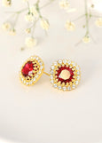 Red Gold Stud Earrings, Scarlet Red Crystal Stud Earrings, Bridesmaids Earrings, Red Ruby Classic Crystal Studs, Gift For Her, Red Studs