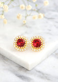 Red Gold Stud Earrings, Scarlet Red Crystal Stud Earrings, Bridesmaids Earrings, Red Ruby Classic Crystal Studs, Gift For Her, Red Studs