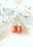 Coral Earrings, Coral Drop Silver Earrings, Coral Sterling Silver Earrings, Coral Drop Earrings, Bridesmaids Coral Earrings, Gift For Woman