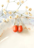 Coral Earrings, Coral Drop Silver Earrings, Coral Sterling Silver Earrings, Coral Drop Earrings, Bridesmaids Coral Earrings, Gift For Woman