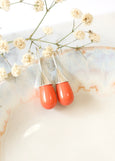 Coral Earrings, Coral Drop Silver Earrings, Coral Sterling Silver Earrings, Coral Drop Earrings, Bridesmaids Coral Earrings, Gift For Woman
