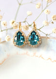 Blue Teal Earrings, Blue Zircon Crystal Earrings, Bridal Blue Teal Earrings, Oasis Blue Crystal Drop Earrings, Bridesmaids Earrings