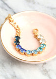 Blue Crystal Bracelets, OMBRE Blue Crystal Gold Bracelet, Bridal Blue Crystal Bracelet, Ombre Aquamarine Gold Crystal BRACELET, Gift For Her