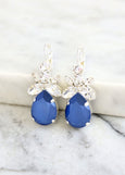 Blue Silver Earrings, Royal Blue Drop Earrings, Bridal Blue Crystal Drop Earrings, Bridesmaids Blue Earrings, Horizon Blue Crystal Earrings