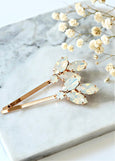 White Opal Bobby Pin, Bridal White Opal Crystal Hair Pin, Bridal Opal Crystal Hair Jewelry, White Opal Gold Bobby Pin, Bridal Bobby Pin