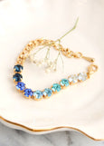 Blue Crystal Bracelets, OMBRE Blue Crystal Gold Bracelet, Bridal Blue Crystal Bracelet, Ombre Aquamarine Gold Crystal BRACELET, Gift For Her
