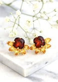Amber Stud Earrings, Amber Crystal Earrings, Brown Crystal Earrings, Autumn Wedding Earrings, Smoked Topaz Studs, Bridesmaids Earrings