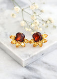 Amber Stud Earrings, Amber Crystal Earrings, Brown Crystal Earrings, Autumn Wedding Earrings, Smoked Topaz Studs, Bridesmaids Earrings