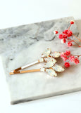White Opal Bobby Pin, Bridal White Opal Crystal Hair Pin, Bridal Opal Crystal Hair Jewelry, White Opal Gold Bobby Pin, Bridal Bobby Pin