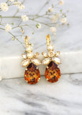 Amber Crystal Drop Earrings, Bridal Amber Crystal Drop Earrings, Autumn Wedding Jewelry, Bridal Honey Crystal Lever Back Crystal Earrings