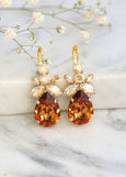 Amber Crystal Drop Earrings, Bridal Amber Crystal Drop Earrings, Autumn Wedding Jewelry, Bridal Honey Crystal Lever Back Crystal Earrings