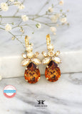 Amber Crystal Drop Earrings, Bridal Amber Crystal Drop Earrings, Autumn Wedding Jewelry, Bridal Honey Crystal Lever Back Crystal Earrings