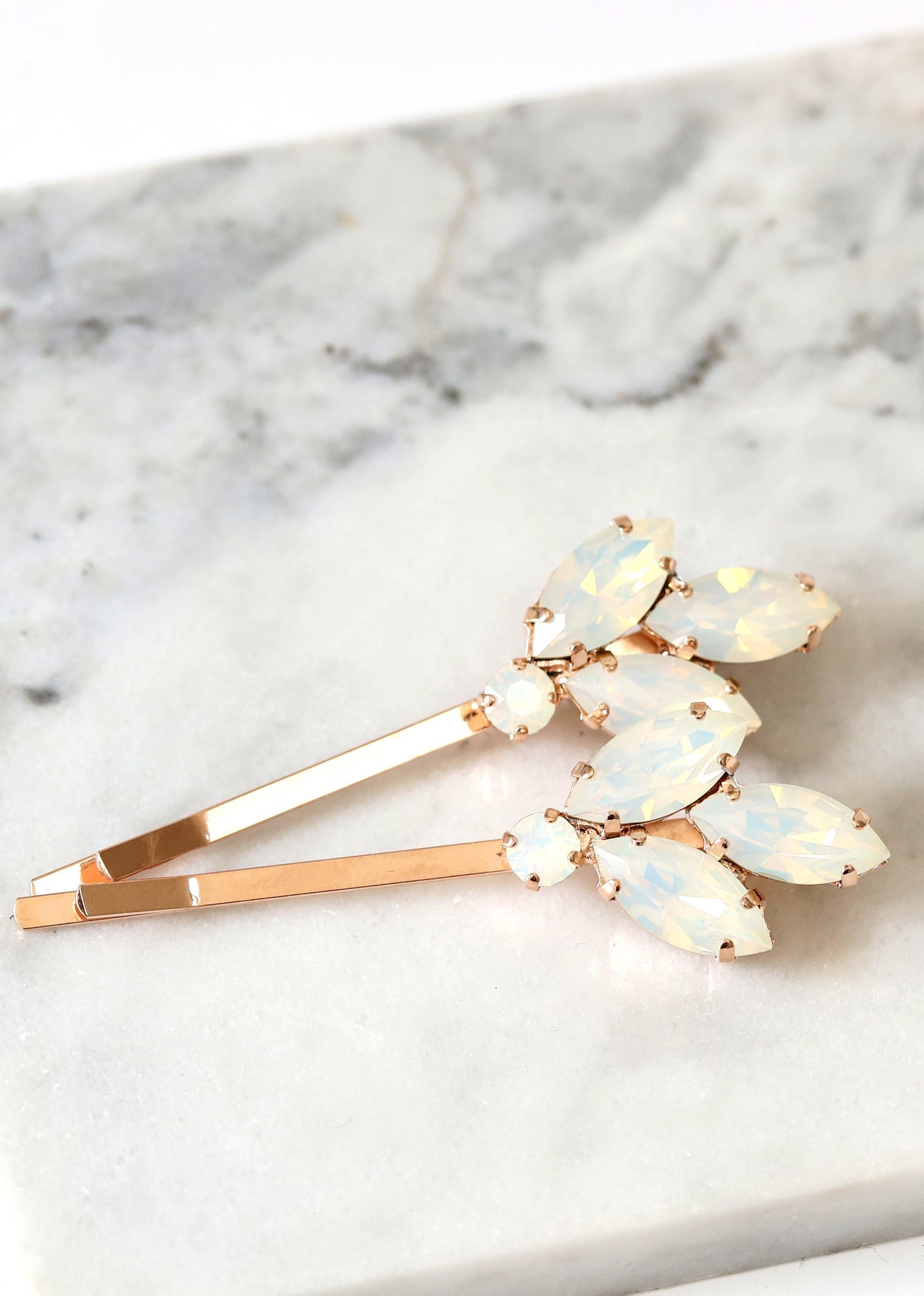White Opal Bobby Pin, Bridal White Opal Crystal Hair Pin, Bridal Opal Crystal Hair Jewelry, White Opal Gold Bobby Pin, Bridal Bobby Pin