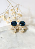 Blue Navy Earrings, Bridal Blue Navy Earrings, Sapphire Bridal Stud Earrings, Bridesmaids Navy Blue Earrings, Blue Navy Crystal Earrings