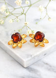 Amber Stud Earrings, Amber Crystal Earrings, Brown Crystal Earrings, Autumn Wedding Earrings, Smoked Topaz Studs, Bridesmaids Earrings
