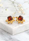 Amber Stud Earrings, Amber Crystal Earrings, Brown Crystal Earrings, Autumn Wedding Earrings, Smoked Topaz Studs, Bridesmaids Earrings