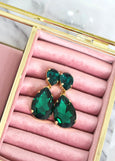 Emerald Statement Long Earrings, Emerald Green Chandelier Earrings, Emerald Green Crystal Earrings, Green Emerald Crystal Oversize Earrings.