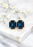 Blue Navy Stud Earrings, Bridal Blue Navy Crystal Earrings, Bridesmaids Sapphire Blue Earrings, Bridal Classic Blue Earrings, Gift For Her