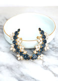 Blue Navy Ear Climber Earrings, Bridal Ear Crawler Earrings, Bridal Climber Crystal Earrings, Navy Blue Statement Crystal Ear Climbers