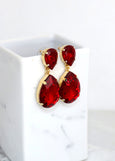 Red Statement Long Earrings, Crimson Red Chandelier Earrings, Red Ruby Crystal Earrings, Red Crystal Oversize Drop Chandelier Earrings.