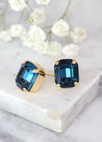Blue Navy Stud Earrings, Bridal Blue Navy Crystal Earrings, Bridesmaids Sapphire Blue Earrings, Bridal Classic Blue Earrings, Gift For Her