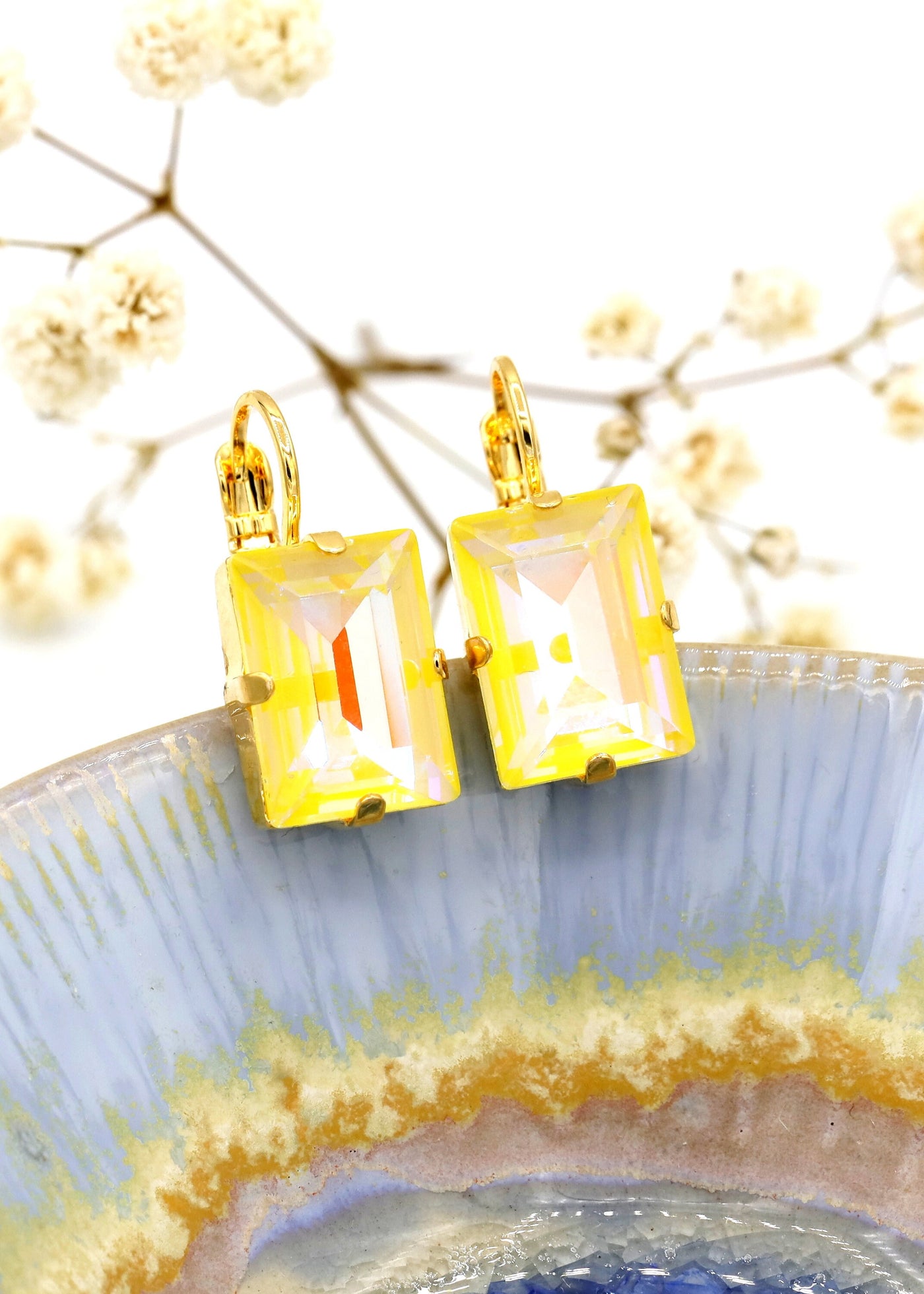 Yellow Drop Earrings, Ultra Neon Yellow Earrings, Yellow Crystal Earrings, Yellow Earrings, Gift For Her, Bridesmaids Yellow Earrings