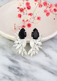 Black Statement Earrings, Bridal Black Crystal Earrings, Back Silver Big Crystal Earrings, Oversize Black Gold Crystal Oversize Earrings