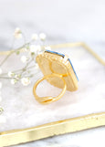 Aquamarine Cocktail Crystal Ring, Aquamarine Cut Ring, Statement Gold Crystal Ring, Adjustable Cocktail Ring, Aquamarine Statement Ring