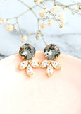 Gray Crystal Stud Earrings, Bridal Gray Stud, Gray Classic Stud Earrings, Bridal Gray Earrings, Bridesmaids Earrings, Crystal Gray Earrings