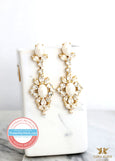 Bridal Long Crystal Earrings, Pearl Chandelier Earrings, White Pearl LONG Earrings, Bridal Statement Crystal Drop Earrings, Gift For Her