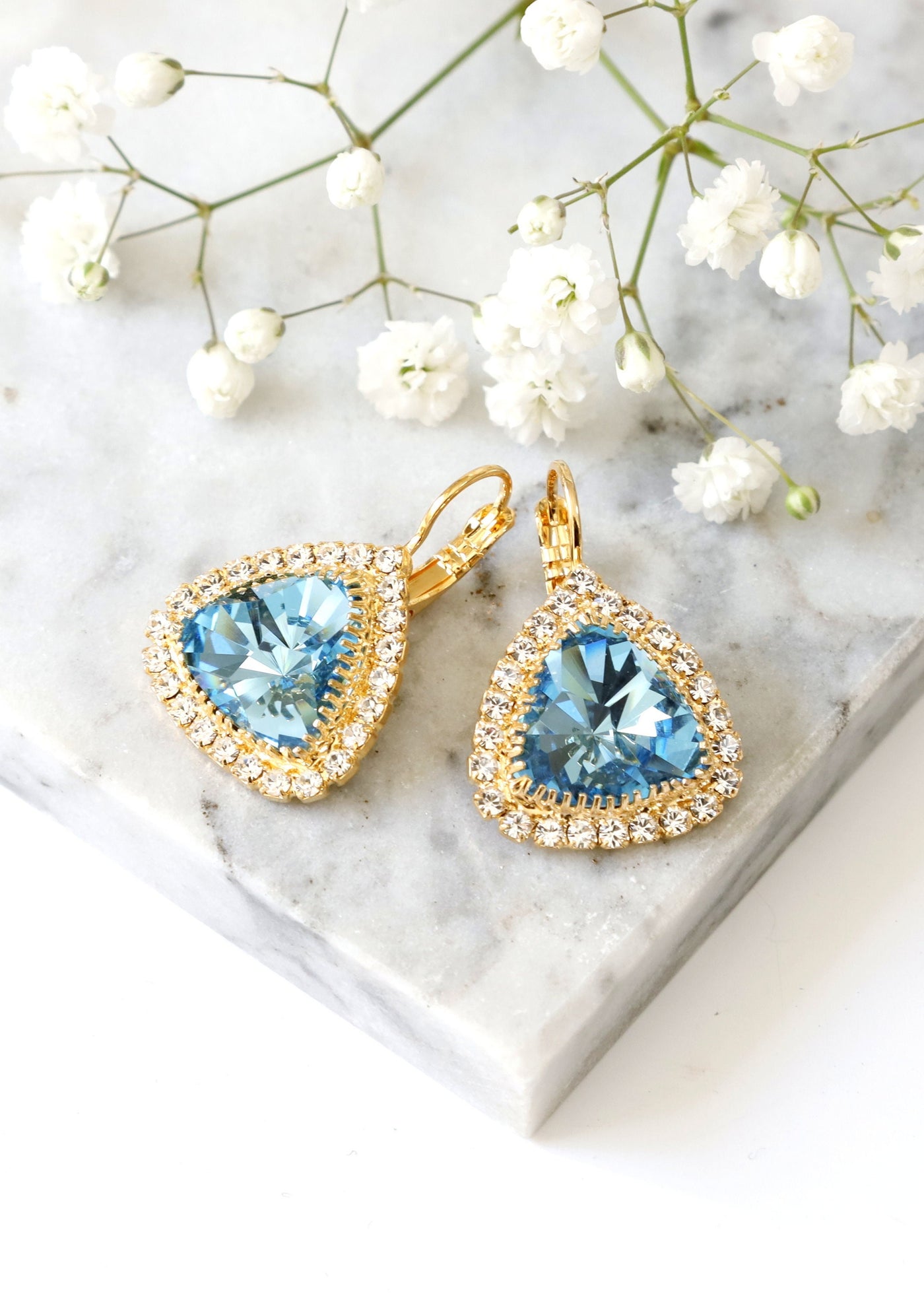 Aquamarine Drop Earrings, Bridal Aquamarine Drop Earrings, Bridal Light Blue Drop Crystal Earrings, Aquamarine Earrings, Gift For Her