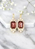 Burgundy Earrings, Bridal burgundy Drop Earrings, burgundy Crystal Lever Back Earrings, Bridesmaids Earrings, burgundy Maroon Drop Earrings