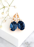 Blue Navy Crystal Earrings, Sapphire Blue Drop Earrings, Bridal Blue Crystal Drop Earrings, Navy Blue Bridesmaids Earrings, Gift For Her