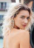 Statement Crystal Earrings, Oversize Bridal Crystal Earrings, Climbing Chandelier Bridal Earrings, Long Climbing Crystal Earrings