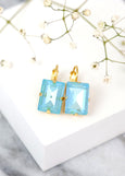 Blue Drop Earrings, Ultra Blue Crystal Drop Earrings. Light Blue Crystal Earrings, Emerald Cut Blue Earrings, Gift For Her, Blue Earrings