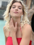 Statement Crystal Earrings, Oversize Bridal Crystal Earrings, Climbing Chandelier Bridal Earrings, Long Climbing Crystal Earrings