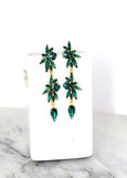 Emerald Bridal Long Earrings, Green Emerald Crystal Chandelier Earrings, Bridal Dark Green Dangle Earrings, Bridal Green Crystal Earrings