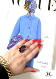 Purple Cocktail Crystal Ring, Purple Amethyst Statement Crystal Ring, Purple Statement Gold Crystal Ring, Adjustable Cocktail Purple Ring