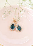 Emerald Green Drop Earrings, Emerald Green Crystal Earrings, Emerald Gold Or Silver Droplets, Dark Green Crystal Bridesmaids Earrings