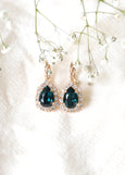 Emerald Green Drop Earrings, Emerald Green Crystal Earrings, Emerald Gold Or Silver Droplets, Dark Green Crystal Bridesmaids Earrings