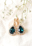 Emerald Green Drop Earrings, Emerald Green Crystal Earrings, Emerald Gold Or Silver Droplets, Dark Green Crystal Bridesmaids Earrings