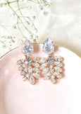 Dusty Blue Chandelier Earrings, Dusty Blue Drop Earrings, Bridal Dusty Blue Earrings, Bridesmaids Earrings, Dusty Blue Bridal Earrings