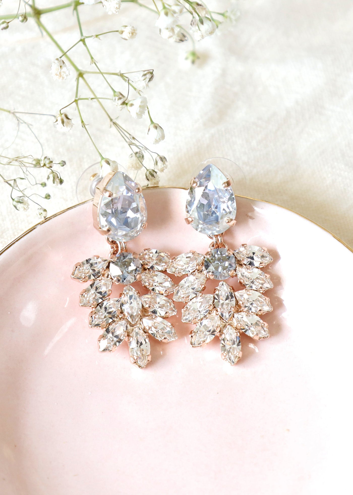 Dusty Blue Chandelier Earrings, Dusty Blue Drop Earrings, Bridal Dusty Blue Earrings, Bridesmaids Earrings, Dusty Blue Bridal Earrings