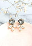 Gray Crystal Stud Earrings, Bridal Gray Stud, Gray Classic Stud Earrings, Bridal Gray Earrings, Bridesmaids Earrings, Crystal Gray Earrings