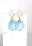 Aquamarine Statement Long Earrings, Aquamarine Chandelier Earrings, Light Blue Crystal Earrings, Bridal Aqua Blue Crystal Drop Earrings.