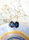 Blue Navy Crystal Earrings, Sapphire Blue Drop Earrings, Bridal Blue Crystal Drop Earrings, Navy Blue Bridesmaids Earrings, Gift For Her